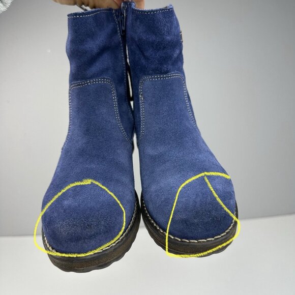 Biza Women's Tahoe Blue Suede Round Toe Ankle Tie Zip Heeled Boots EU 38 - Picture 11 of 17